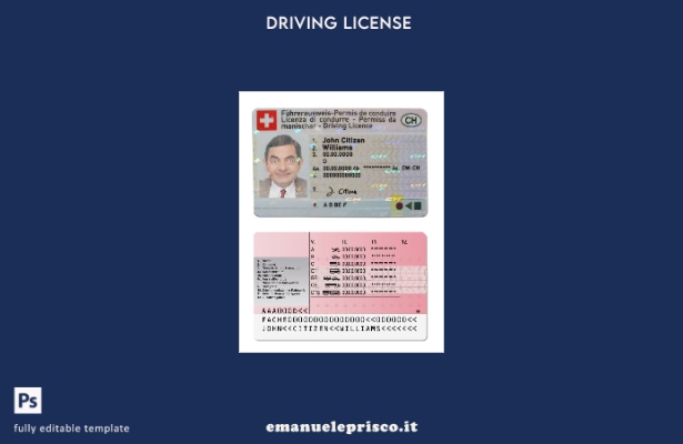 verified style modello di patente di guida svizzera in stile verificato template